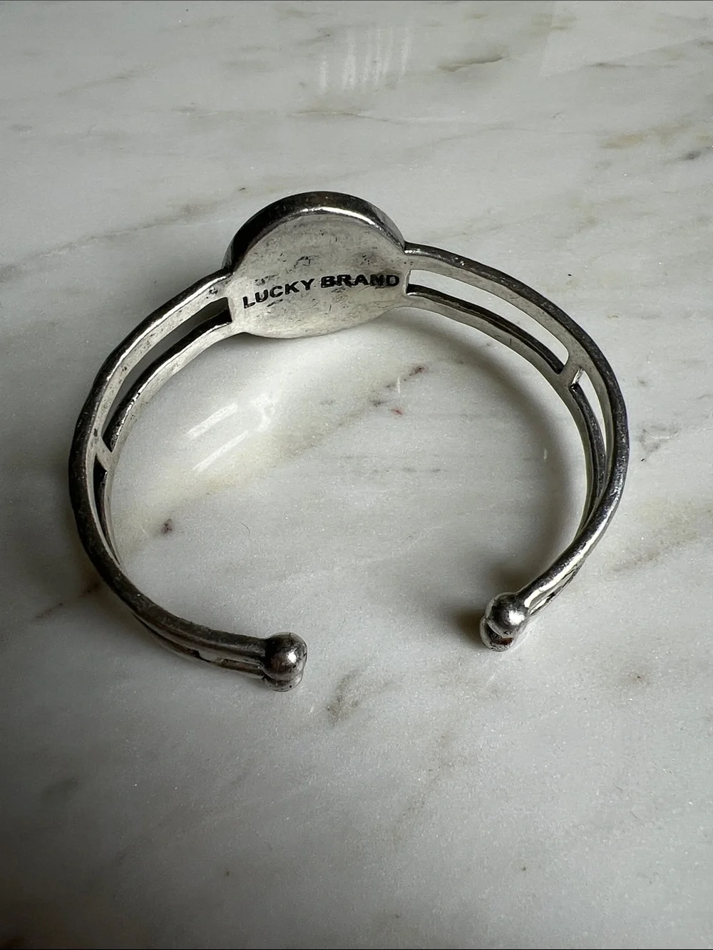 Lucky Brand Silver Cuff Bracelet with Turquoise Inlay